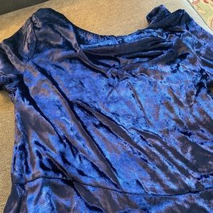 Crushed navy velvet teen dress